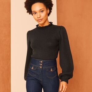 ULLA JOHNSON ALTAIR BABY ALPACA SILK CHARCOAL GREY SWEATER SMALL